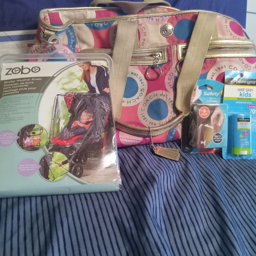 Preloved coach Diaper bag with accessories
